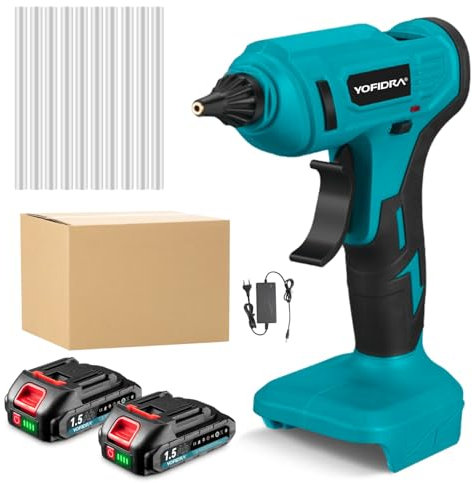 Yofidra Pistola Silicona Caliente Inalambrica - 100 W Calentamiento Rápido 280 ℃ - Con 2 Baterías de 2,0 Ah & 10 Barras de Pegamento 11 mm - Pistola de Pegamento para Manualidades y Reparaciones