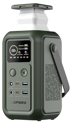 Tragbare Powerstation 192Wh AsperX 140W Camping Power Bank Station für Mehrere Geräte- Mobile Solargenerator mit Notfall Lampe, 60000mAh LiFePO4-Akku, Stromspeicher für Reisen Portable Powerbank