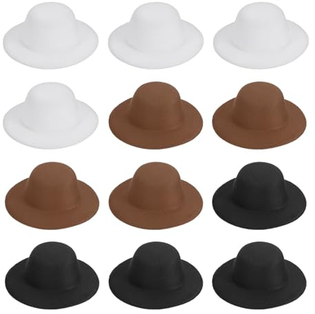 PATIKIL Sombreros Formales Miniaturas De 4 Pulgadas 12 Piezas Sombreros En Miniatura Para Muñecas Mini Sombrero De Copa Para Manualidades Para El Cabello Decorar Negro Blanco Marrón