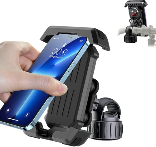 VGECEE Support Téléphone Moto, Anti-Vibration, Supports Telephone Velo Porte Telephone Velo 360° Rotation Support Rotatif à 360 ° pour Smartphone Porte Téléphone Moto pour Smartphone de 4,7-7 Pouces