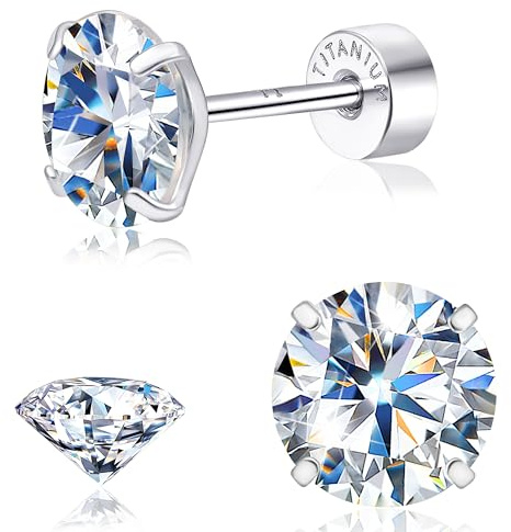 Limerencia 1CT/1.2CT F136 Titanium Moissanite Stud Earrings for Women Men | Hypoallergenic Screw Back Design 18K Gold‑Plated Comfortable Unisex Jewellery Gift Piercing Stud Earrings