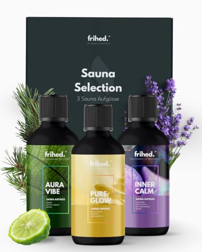 frihed. Sauna Infusion Selection Deep Balance - Highly Concentrated Bergamot, Litsea Cubeba, Currant & Lavender Sauna Oil - Gift Set for Sauna Lovers - 100 ml Glass Bottle - Made in Lüneburg