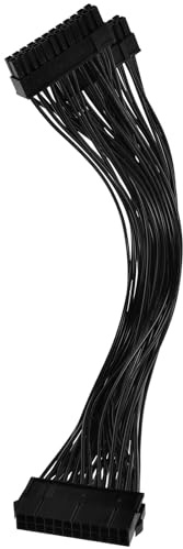 JEWEDECO Cable Divisor de Fuente de Alimentación 24 Pines ATX Negro, Línea de Arranque Dual Dc3.3v-12v para Placa Base, Adaptador Compacto para Doble Fuente de Alimentación en PC Sobremesa