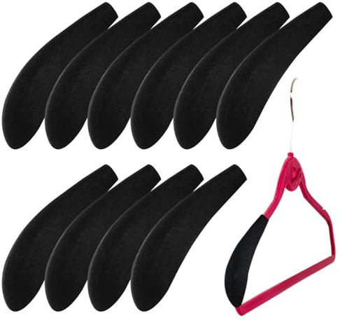 Hombreras para Colgar,10 Uds. Forma de Percha para suéter | Almohadillas para Perchas estándar de Terciopelo para Traje, Abrigo, suéter, Vestido de Novia, Negro