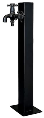 Grifo Columna de Agua Vertical for jardín Exterior de 23,6'' con Doble Salida y Grifo anticongelante de Acero Inoxidable 304, montado en el Suelo, con Soporte for Caballo. Fuente