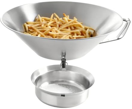 Edelstahl Pommes Sieb Mit Ölablaufschale, Fetttrichter Mit Ölsammelrinne, Für Pommes Zwiebelringe Hähnchen Fisch, Haushaltsküche Köche Fritierliebhaber
