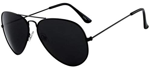 iceBoo Black Pilot Style Sunglasses Mens Womens - UV400 Protection, Black CAT.3 Lens, Black Metal Frame - Stylish & Durable Mens Sunglasses, Sunglasses Womens ((A9109))