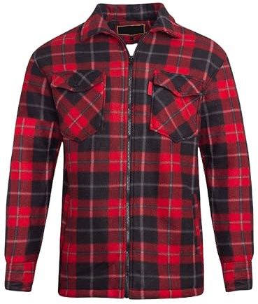 shelikes Mens Womens Shirts Fleece Padded Lumberjacket Sherpa Fur Lined Lumberjack Hooded Quilted Thermal Check Shirt