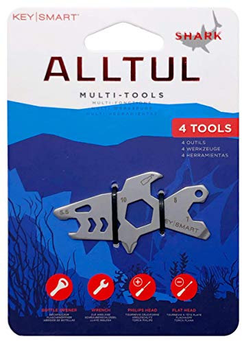 KeySmart AllTul Multiherramienta Shark - Multiherramienta 4 en 1 con abrebotellas, llave, cabezal Philips y cabezal plano…