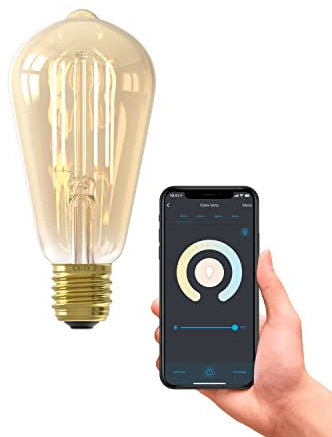 CALEX Smart LED Lampe, E27, ST64, Gold Filament, warmweißes Licht, dimmbar, WLAN App- & Sprachsteuerung