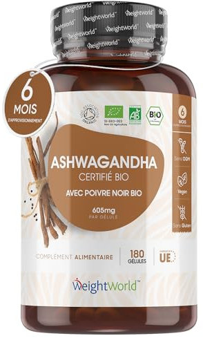 Ashwagandha e Pepe Nero Bio e Vegano, 180 Capsule, 1 al Giorno per 6 Mesi, Ashwagandha Capsule Biologiche Certificate dalla Soil Association, Withania Somnifera (Ginseng Indiano), Prodotto in Europa