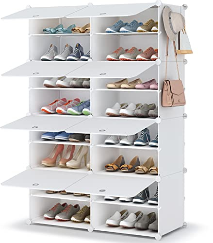 HOMIDEC Shoe Rack, 8 Tier Shoe Storage Cabinet 32 Pair Plastic Shoe Shelves Organizer for Closet Hallway Bedroom Entryway