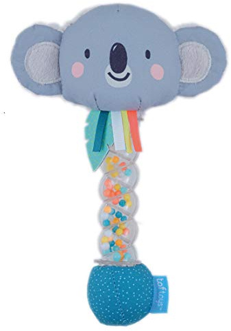 Taf Toys Koala Rainstick Sensory Baby Toy. Easy Grip Rain Stick Rattle Handle with Ribbons. Suitable for Babies 0 Months +