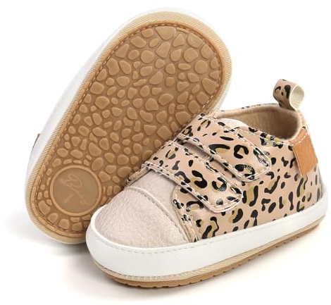 SOFMUO Baby Boys Girls High Top Ankle Leather Sneakers Soft Rubber Sole Infant Moccasins Newborn Oxford Loafers Anti-Slip Toddler Wedding Uniform Dress Shoes(A01/Leopard,12-18 Months)