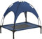 PawHut Erhöhtes Hundebett mit Baldachin, Haustierbett, Hundeliege Outdoor mit Dach, Atmungsaktiv, Taftstoff für Camping Dunkelblau 76 x 61 x 73 cm