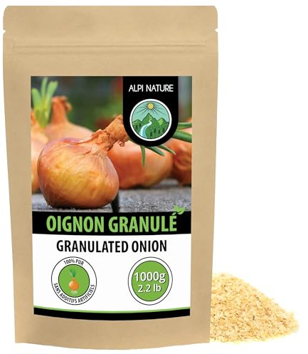 Alpi Nature Lökgranulat 1kg, Torkad Granulerad Lök, Hackad Lök Granulat för Matlagning