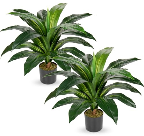 Juego de 2 plantas artificiales grandes Dragón Planta Artificial Árbol Grande en Maceta Árbol Artificial para Interior y Exterior, Decoración Moderna Baño Salón Dormitorio Balcón