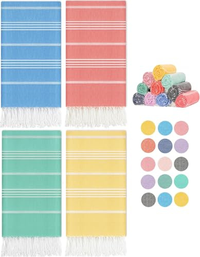 4-pack turkiska strandhanddukar gymhandduk campingfilt XL stor stor storlek sandfri sandfri sandpoof tunn snabbtorkande packbar smekmånad resor viktiga sommarsemester tillbehör Hawaii rese