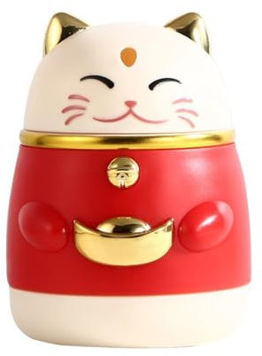 ulafbwur Porte-cure-dents robuste et sûr, boîte à cure-dents en forme de chat chanceux, distributeur automatique de cure-dents et support de rangement, accessoires de cuisine doré