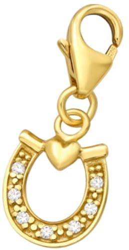 Colgante con forma de herradura en forma de corazón, plata de ley 925, oro amarillo dorado, Plata de ley Zirconia cúbica Plata de Dorado Circonita, Circonita cúbica