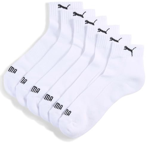 PUMA CUSHIONED QUARTER 3P, Calzini, Unisex - Adulto, White - New, 43-46