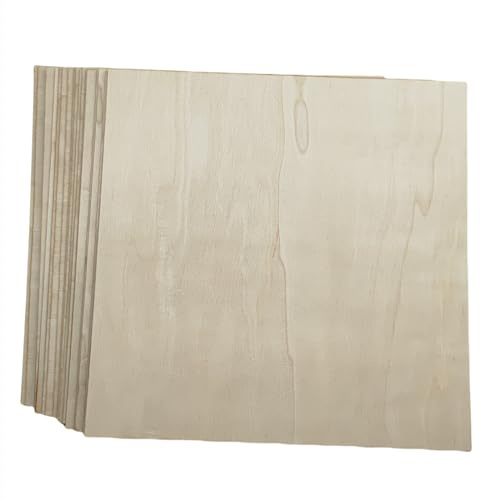Pack de 20 feuilles de contreplaqué carrées, 30 x 30 x 0,2 cm - Feuilles de bois non finies - Planche de bois vierge pour loisirs créatifs, peinture, gravure