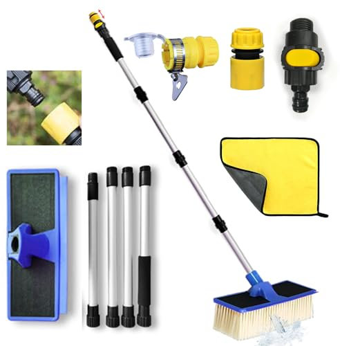 TUIBEIDAMAI Spazzola Lavaggio Auto,idrospazzola per Auto,Spazzola per Lavaggio Auto con connettore dell'Acqua,idrospazzola con Manico telescopico 168cm,per Caravan, Auto, Camion, Autobus, furgoni
