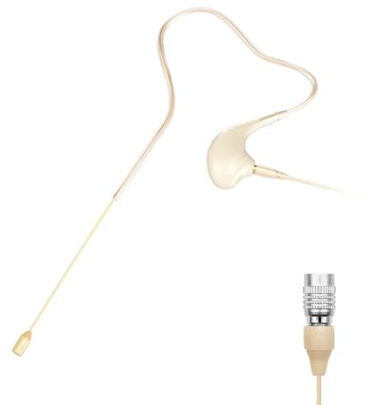 KIMAFUN Single Earset Microphone Ear-hook Over Ear Hanging Condenser Mic Compatible with Audio Technica Wireless Bodypack Transmitters, Ideal for Performances,Theaters, Lectures, Podcasts,HC-830