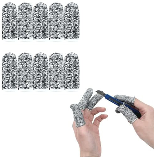 TEOZBLU 10 Piezas Cunas De Dedos Resistentes A Los Cortes, Cunas De Dedo, Protectores De Dedos Cunas De Dedos Reutilizables EláSticas ProteccióN Contra Cortes Para Trabajo, JardíN, Cocina