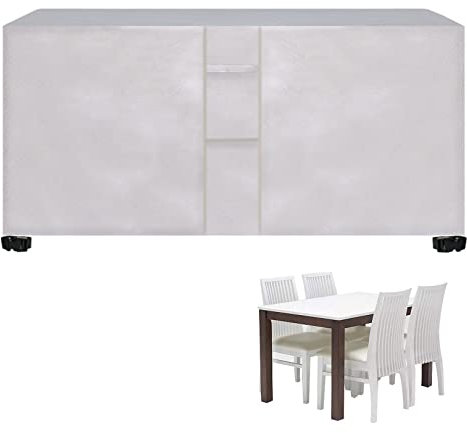 Gartenmöbel-Set, 135 x 135 x 75 cm, schneefest, atmungsaktiv, Schutz für Terrassenmöbel, Liegestühle und Tisch, Silber, mit fester Schnalle, Würfel für zusätzliche Sicherheit
