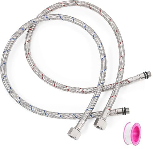 Fokroin 2 Pièces Flexible Robinet, Tuyaux de Raccordement Flexibles Robinets g3/8, m10-80cm, Rallonge de Tuyau Flexible 12/17 (3/8'), Flexible Robinet, pour Cuisine Salle de Bain