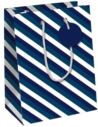 Clairefontaine - 202113-3Cpack - Un lot de 6 sacs cadeaux adulte - Formats moyens 21,5x10,2x25,3cm - Rayures bleues - Qualité supérieure, résistant : 210g - idéal pour : livre, jeux, petits coffrets