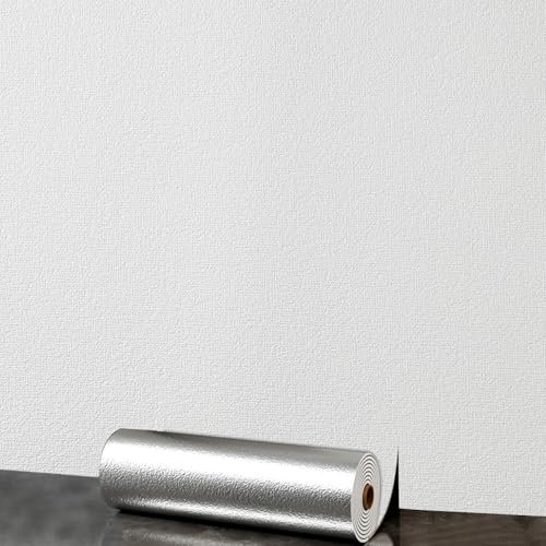 5Roll 3mm Thick White Textured Self-Adhesive Thermal Insulation Wallpaper 3D Wall Insulation Panels Thermal Peel and Stick Textured Wallpaper for Living Rooms Kitchen Kids Bedroom Ceilings Bathroom
