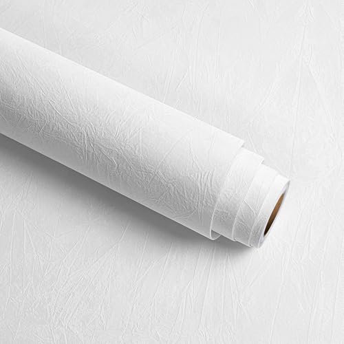 Stickyart Papier Peint Adhesif Mural Blanc Texturé 30cmX200cm Imperméable Papier Adhesif Pour Meuble Rouleau Adhésif Pour Meuble Film Vinyle Autocollant Decoratif Stickers Chambre Armoire Salon