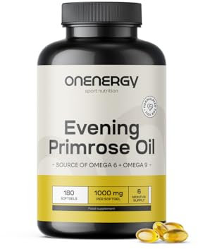 OnEnergy Nachtkerzenöl 1000 mg – 180 Weichkapseln – 6-Monatsvorrat – Natürliche Quelle für Omega-6 und Omega-9 – Aus Samen der Nachtkerze – 10 % GLA – Frei von Allergenen