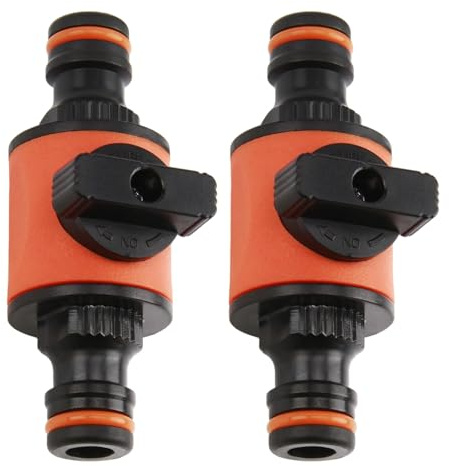 2PCS Quick-Release in-Line Shut-Off Valve for Hose Pipe Connector Join Garden Hose Pipe Tube Double Male & Female Connector for Garden Hoses Shut-Off Coupler Tap Connectors