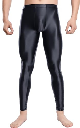 FEOYA herr leggings glänsande strumpbyxor fet glans tights sportbyxor överdimensionerade yoga kalsonger M L XL XXL