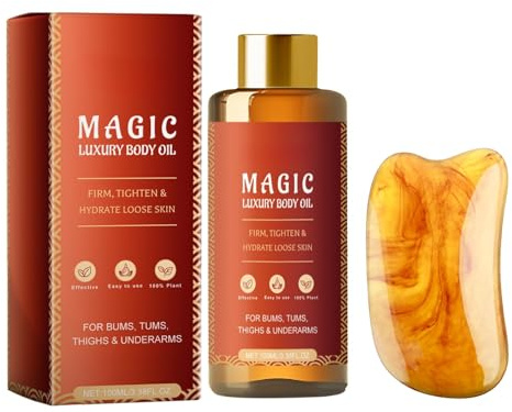 Glow Remedy Oil Skin Tightening,Magic Luxury Body Oil,Body Moisturizing Oil, Plumping & Moisturizing Body Butter Wrinkles, Fine Lines & Stretch Marks with Gua Sha Tool