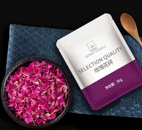 Dried Rose Flower Tea, Edible Culinary Grade Rose Petals, Natural Herbal Flower Blend, 30g (crushed rose petals)