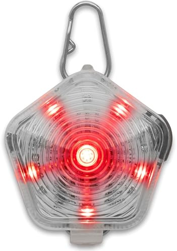 RUFFWEAR Lumière de sécurité LED pour Chien, 3 Couleurs et 3 Modes d’éclairage, Étanche, Rechargeable, Couleur : Transparent (Clear Lake), The Beacon