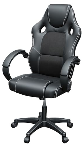 Panana Gaming Chair, Racing Style Office High Back Ergonomic Conference Work Chair Reclining Computer PC Swivel Desk Chair with Lumbar Support&Adjustable Task Gas lift PU Leather (Black)
