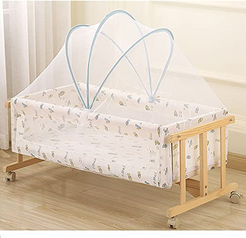 Moustiquaire pour bébé lit Berceau Universelle Accessoire Protectrice pour Lits Bébé Contre Insectes Housse pour Poussette Landau Moustiques Décoration Chambre Lit Bébé Cadeau Blanc/Blue