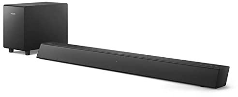 Philips B5305/12 Barra de Sonido TV con Subwoofer Inalámbrico (2.1 Canales, 70 W de Potencia, Bluetooth, HDMI ARC, Diseño Geométrico con Soporte Montaje en Pared)
