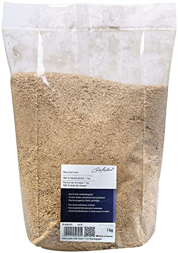 Carlo Milano Gewürz-Räucherspan: Räuchermehl zum Aromatisieren von Grillgut, 100% Hickoryholz, 1 kg (Räucherholzmehl für Grill, Räuchergehölz, Backofen)