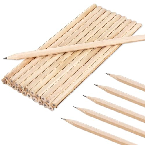 Mmgoqqt 20 Hexagonal Pencils, Natural Wooden Hexagonal Sketching Pencils, Portable Low-Dust Writing Instrument, HB Graphite Drawing, Ideal for use at Scol in the Classroom, Home or the Office