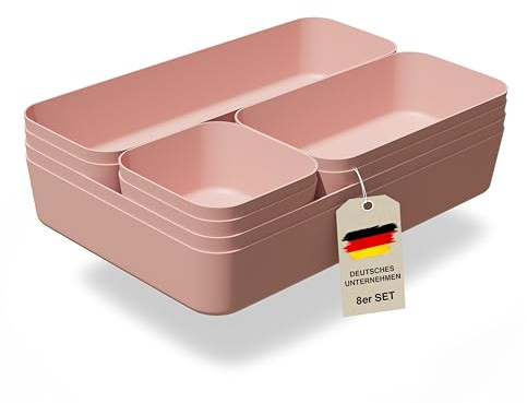 VMbathrooms Ensemble de séparateurs de tiroirs pour tous les besoins | Boîtes de rangement pratiques pour bureau | Séparateurs de tiroirs – Votre aide idéale pour l'organisation quotidienne (Rose)