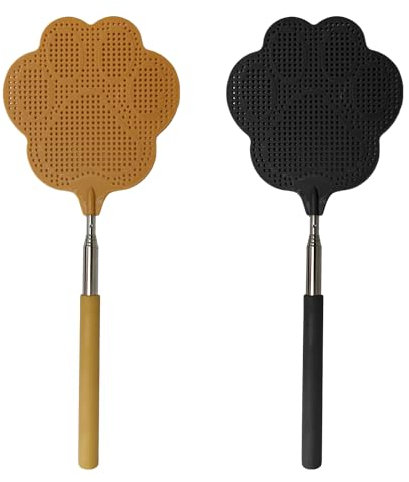 2 Pièces Tapette à Mouches, Tapette à Moustiques, Tapette à Mouches Rétractable, Piège à Mouches, Anti-Moustiques Pour Mouches, Guêpes, Insectes, Etc., Noir, Kaki