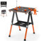 GiantexUK Folding Workbench, 8 Heights Adjustable Flip-Top Work Table with Quick Clamps, Bottom Shelf & Measurement, Heavy Duty Portable Sawhorse Tool Stand for Wood Working Engineering Repairing