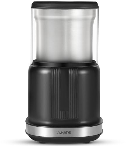 Electric Coffee Grinder,250W Powerful Motor Kichen Grinder,Quite Home Machine with 75g Coffee Bean Capacity,for Beans Spices Nuts Grians Herbs,Stainless Steel and Black