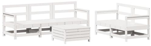 vidaXL Juego de sofás de jardín 6 Piezas Madera Maciza Pino Blanco, Juego de sofá de Exterior, Juego de salón de jardín, sofá Modular de Exterior